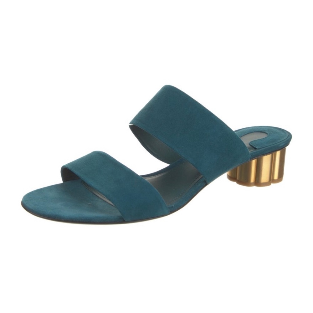 Salvatore Ferragamo Suede Slides (Teal)